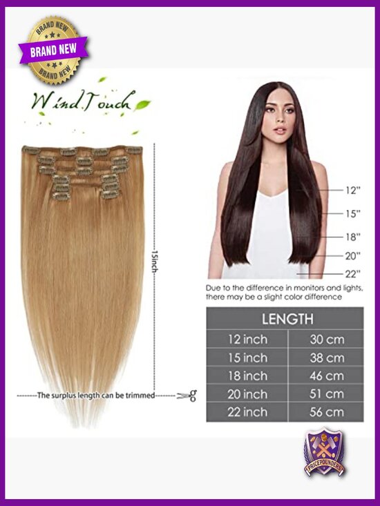 20 Inch Clip In Hair Extensions 100% Human Hair 70g 7 Pieces Straight